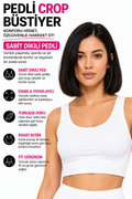 Kadın Siyah Spor Crop Sütyen Pedli Destekli Toparlayıcı Büstiyer