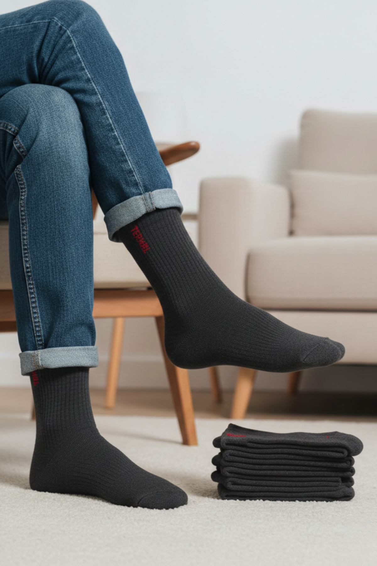 Erkek Termal Havlu Çorap Soğuk Geçirmez Kışlık Kalın Model 4 çift