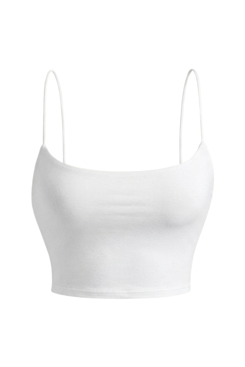 Kadın Beyaz İp Askılı Crop Atlet Esnek Fit Nakışlı Crop Top Büstiyer Ön Kısım Çift