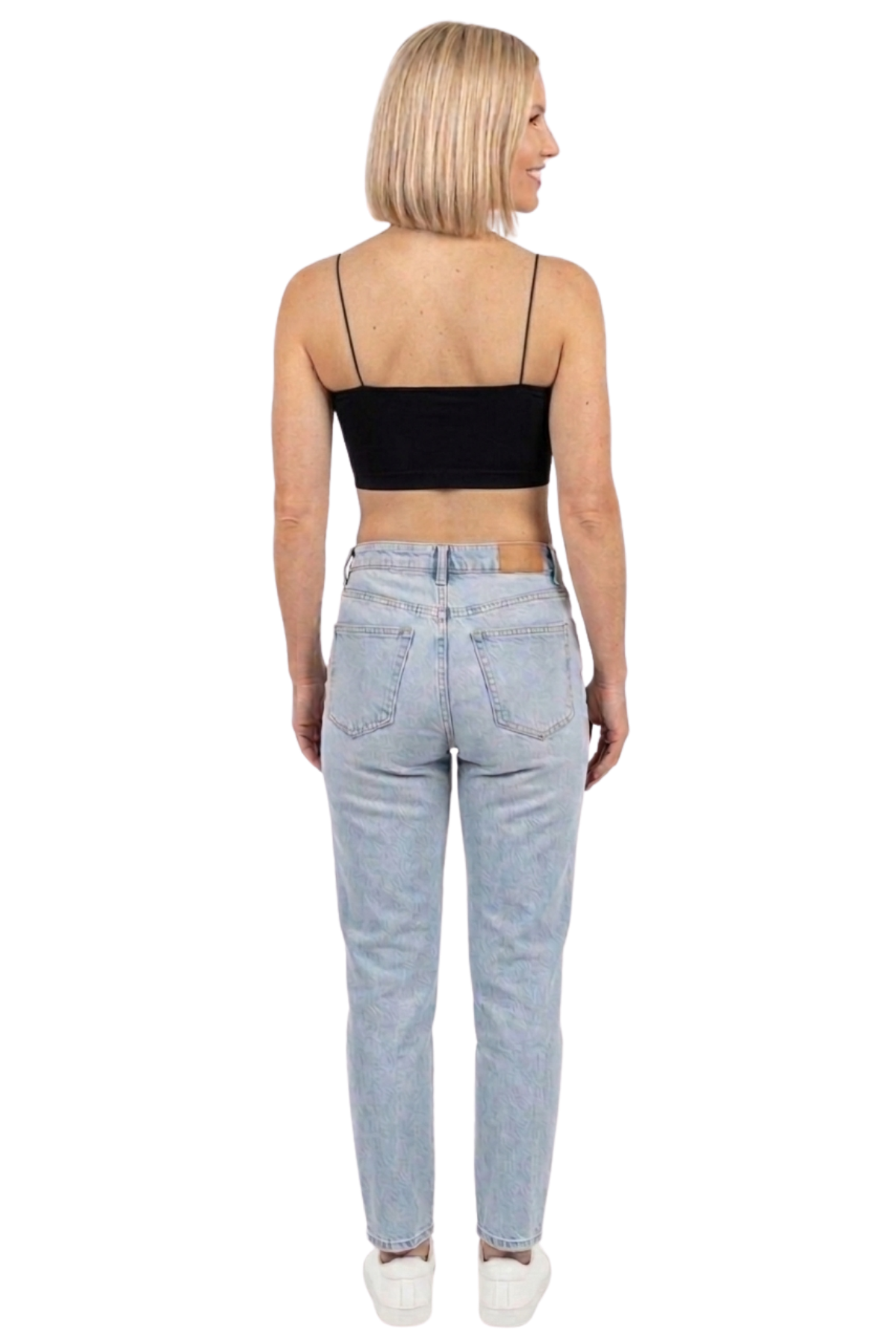 Kadın Siyah İp Askılı Crop Atlet Esnek Fit Nakışlı Crop Top Büstiyer Ön Kısım Çift