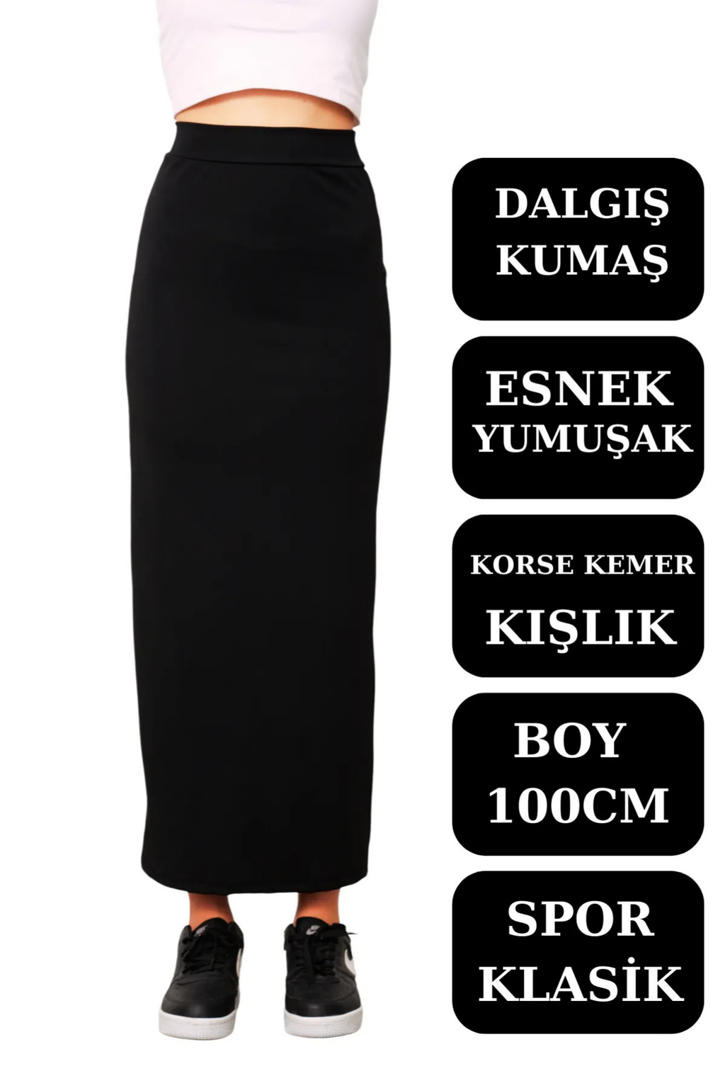 Kalem Etek Uzun Spor Siyah Esnek Dalgıç Kumaş