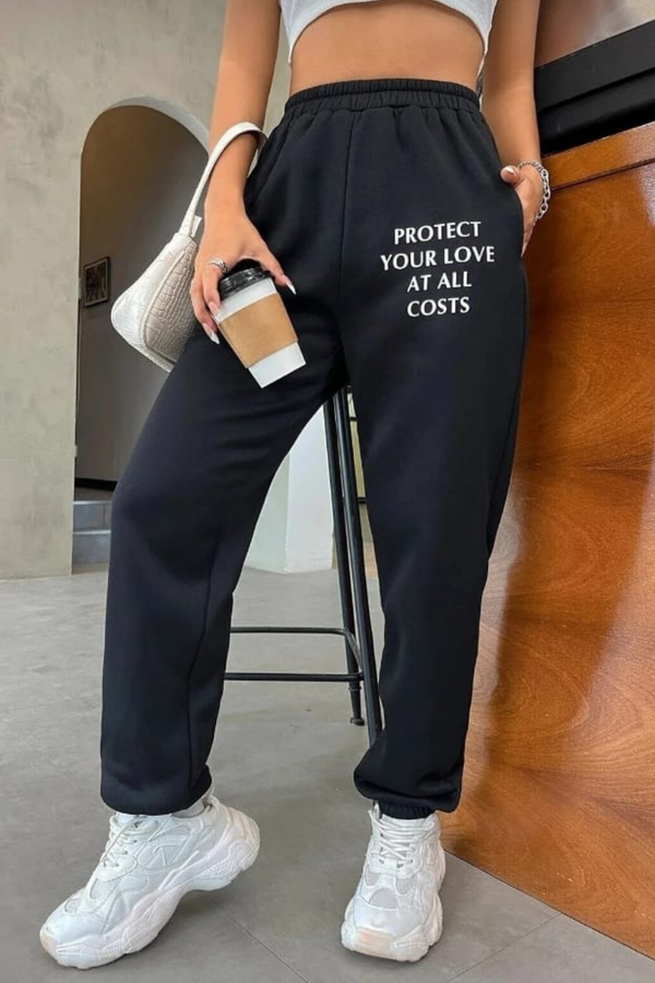 Kadın Penye Kışlık İçi Polarlı Pamuk Baskılı