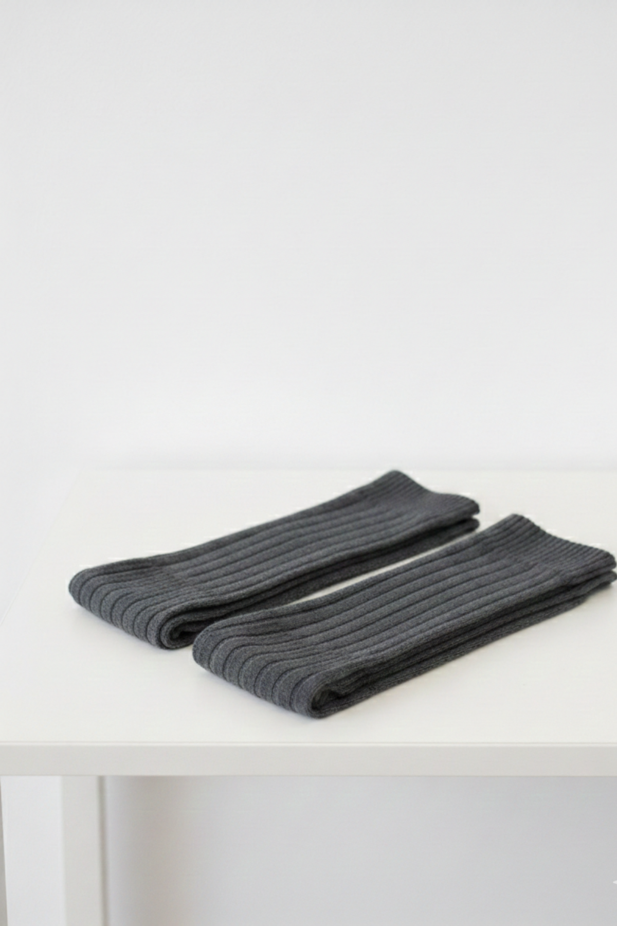 Tozluk Kadın Koyu Gri Esnek Triko Kışlık Diz Altı 1-Çift