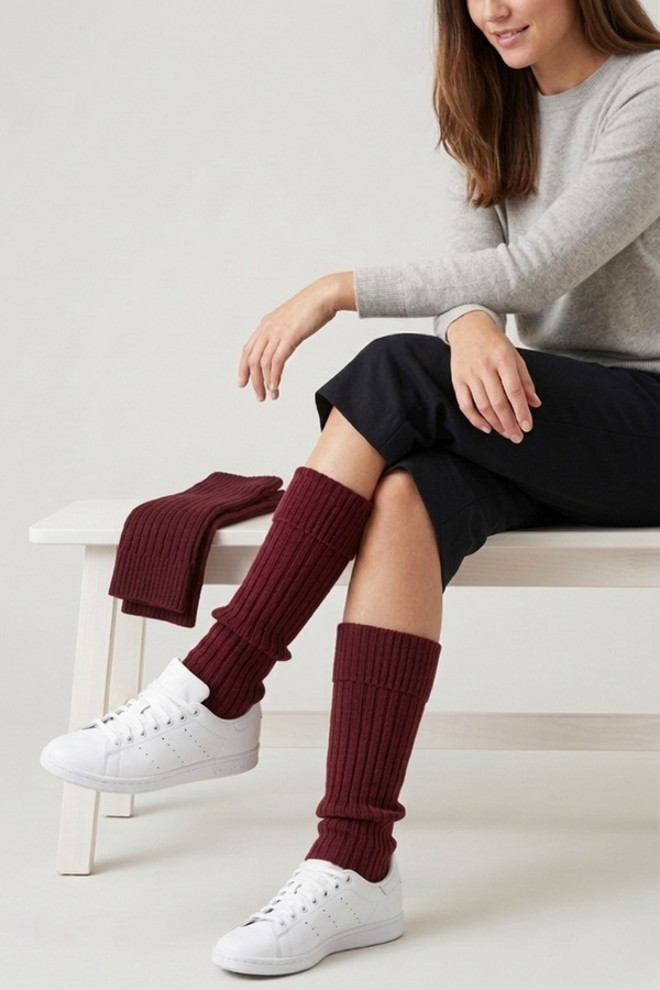 Tozluk Kadın Bordo Kışlık Uzun Pamuklu 1-Çift