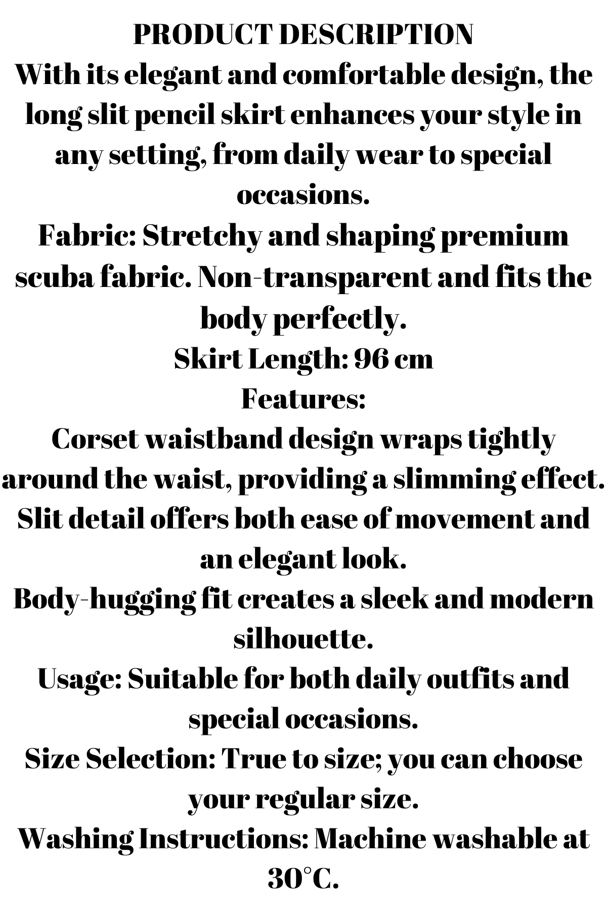 Ekru Yırtmaçlı Uzun Kalem Etek – Toparlayıcı Korse Kemerli, Esnek Dalgıç Kumaş, 96 cm Maxi Boy