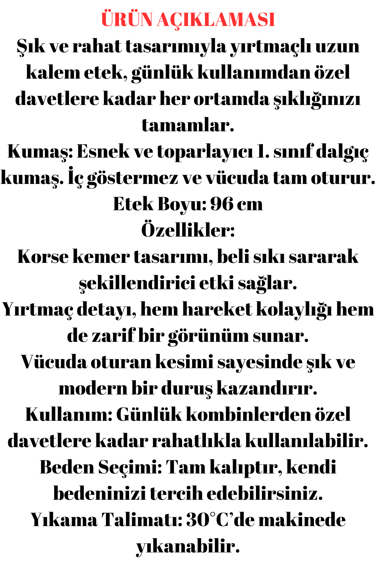 Ekru Yırtmaçlı Uzun Kalem Etek – Toparlayıcı Korse Kemerli, Esnek Dalgıç Kumaş, 96 cm Maxi Boy